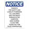 Signmission OSHA Notice, 7" Height, Parents For Safety And Liability Sign, 7" X 5", Portrait OS-NS-D-57-V-17118 - alternate 1